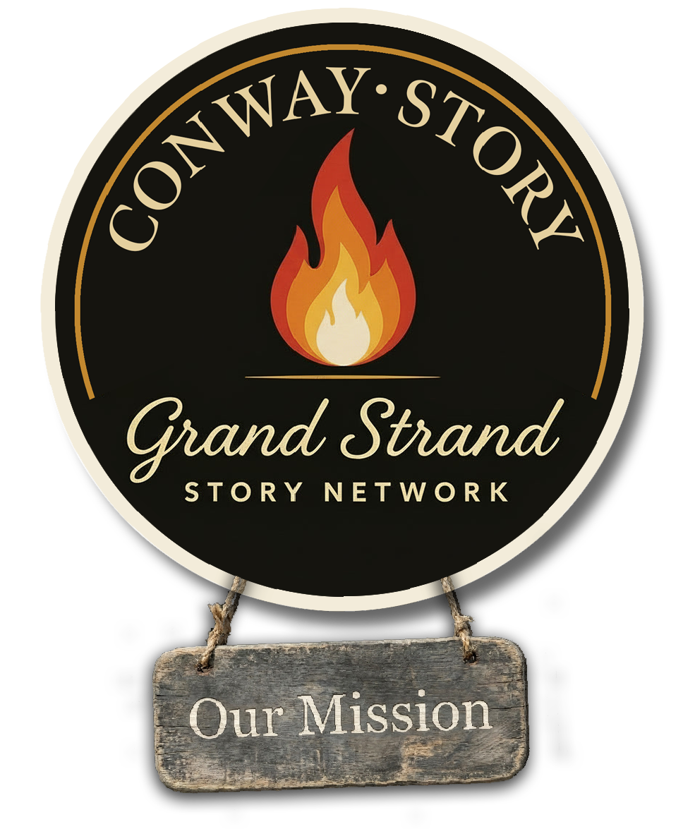 Grand Strand Story Network logo with Our Mission sign