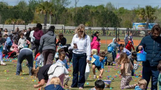 Families gathered in Conway, South Carolina for a community Easter egg hunt hosted by Conway Parks & Recreation. Children filled their baskets while enjoying a day of outdoor fun, laughter, and connection in the park. These images capture moments from across the event—simple, real, and shared by the community.