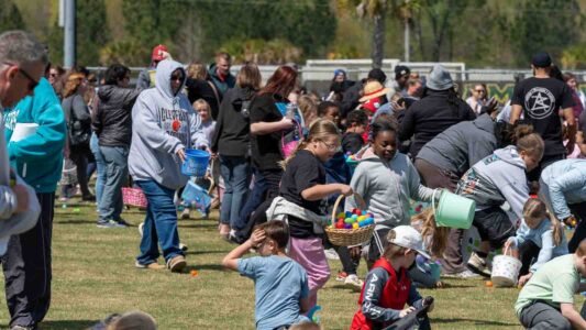 Families gathered in Conway, South Carolina for a community Easter egg hunt hosted by Conway Parks & Recreation. Children filled their baskets while enjoying a day of outdoor fun, laughter, and connection in the park. These images capture moments from across the event—simple, real, and shared by the community.
